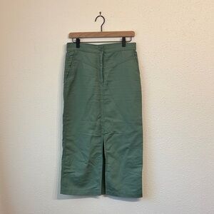 Massimo Dutti Sage Green Midi Skirt